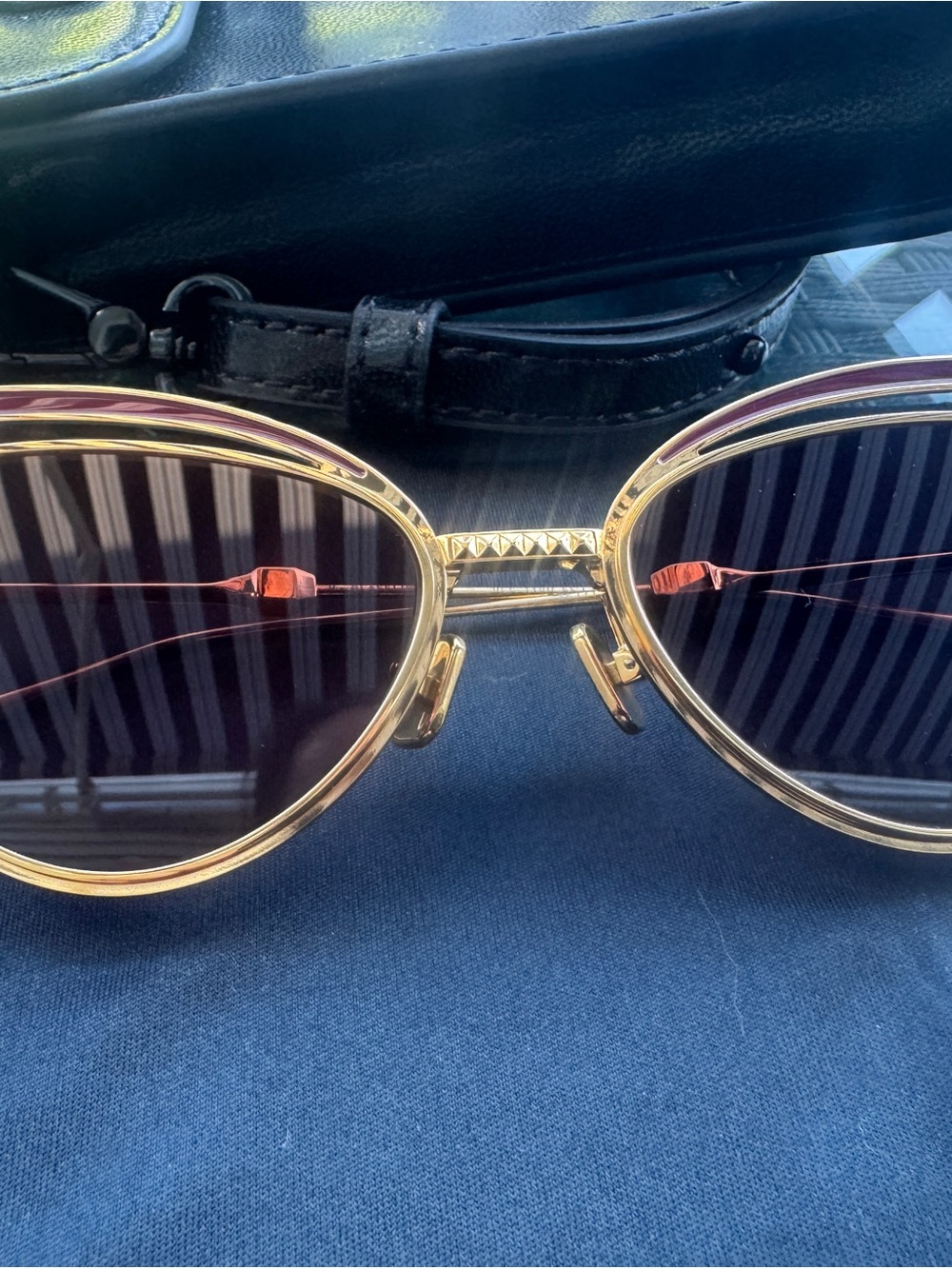 New Authentic Valentino V-Glassliner Gold VLS118-C Cat-Eye Sunglasses - Picture 9 of 11
